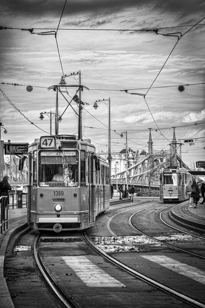 Straßenbahn auf der Szabadság-Brücke híd 06