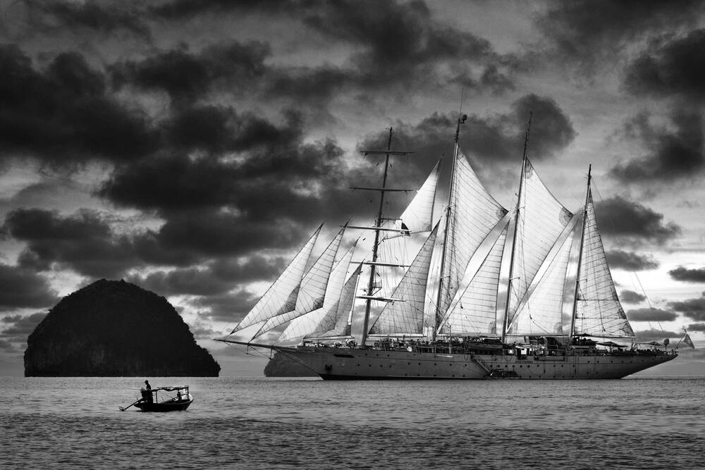 4-masted sailboat in Phang Nga Bay 01