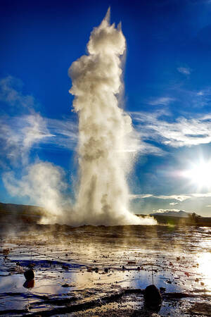 Erupting geyser