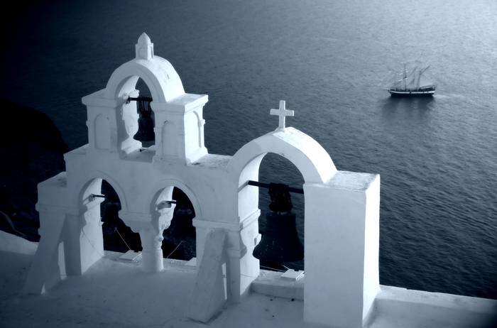 Traversée de la caldeira à Santorin Traversée de la caldeira à Santorin