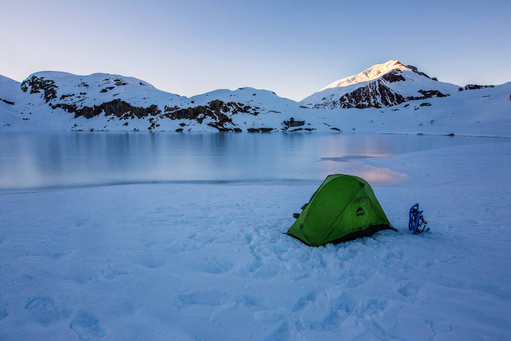 Winter Camping at Lac dEstaens in the Pyrenees