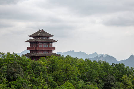 Ancient Pagoda Rising Above Zhangjiajie Forest