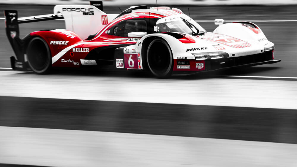 Porsche 963 number at the foot of the 24H Le Mans 2024 podium