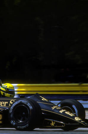 Ayrton Senna Lotus-Renault in de Grand Prix van Frankrijk 1986 Ayrton Senna Lotus-Renault in de Grand Prix van Frankrijk 1986