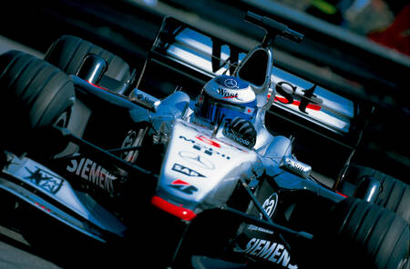 Mika Hakkinen uit Finland op het circuit van Monaco Mika Hakkinen uit Finland op het circuit van Monaco