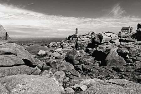 landskap noir blanc Bretagne cote de granit rose