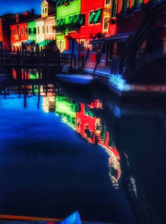 Reflection on the island of Burano Italy