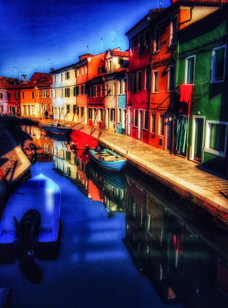 Narrow streets on the island of Burano Italy