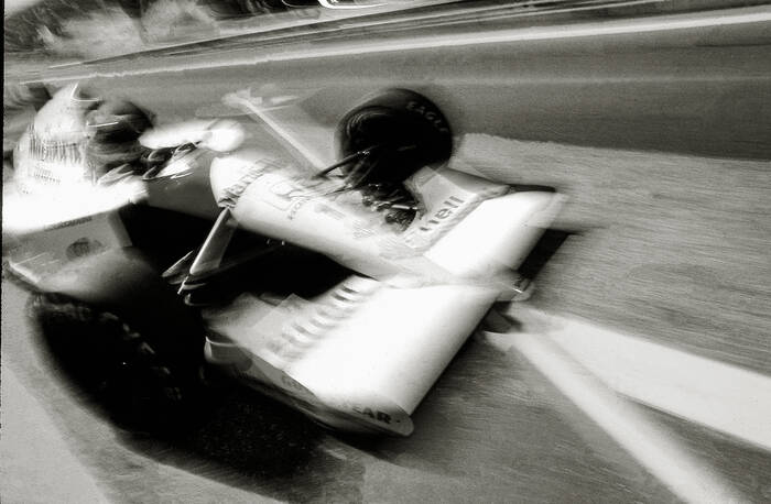 Ayrton Senna volle kracht vooruit Japan