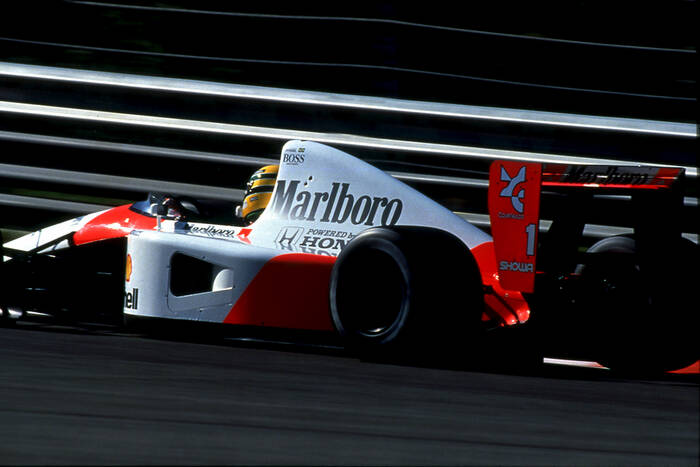 Senna en de raidillon op Spa Francorchamps F 1