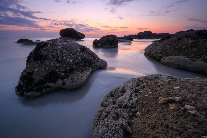Skymning på stranden La Baleine Skymning på stranden La Baleine