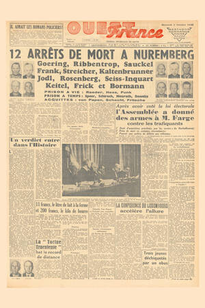 Front page of Ouest France dated October 1, 1946 Front page of Ouest France dated October 1, 1946
