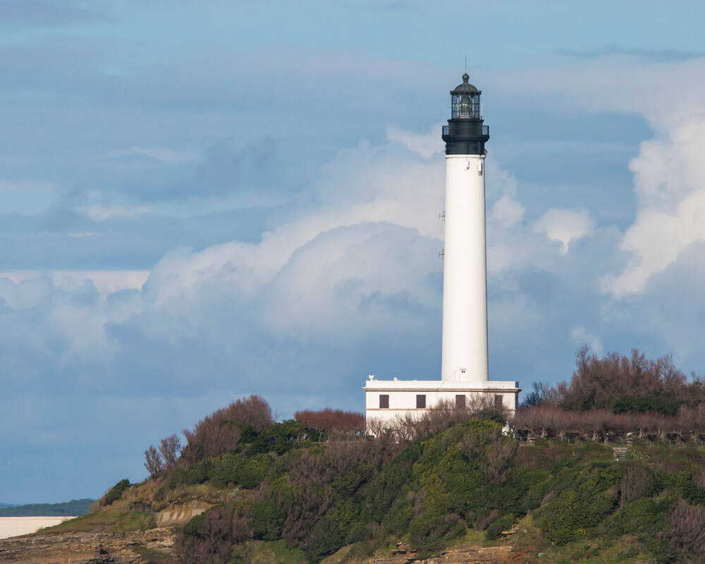 Biarritz lighthouse on a cloudy background