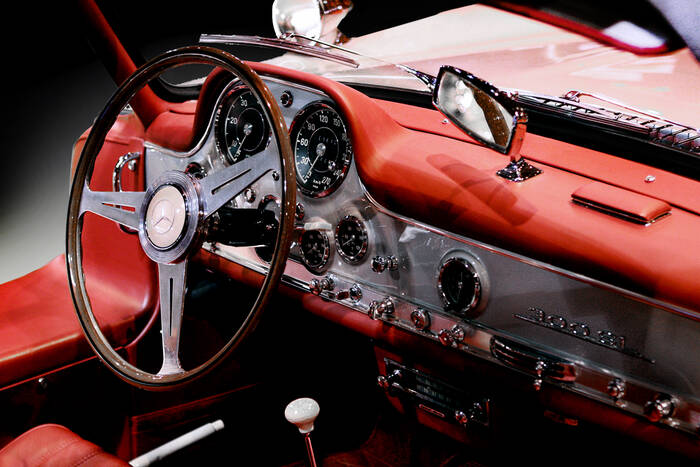 Behind the wheel of a Mercedes 300SL Behind the wheel of a Mercedes 300SL