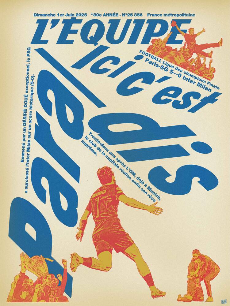 PSG CHAMPION 3 - L'Equipe x Plakat