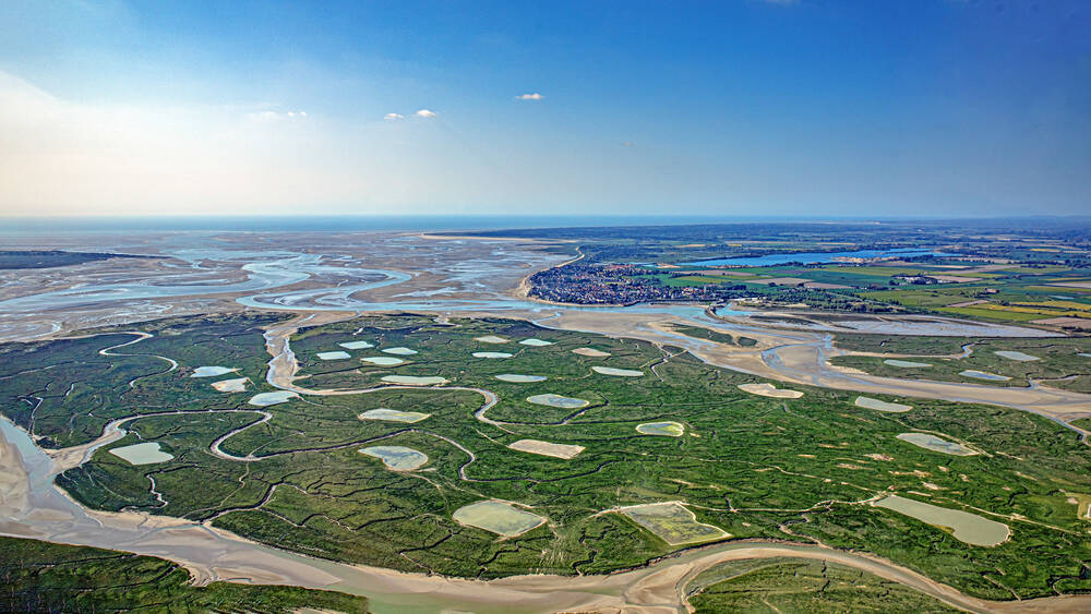 Bahía de Somme y Le Crotoy vistos desde el aire