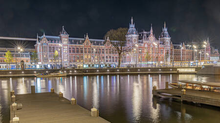Amsterdam Central Station at dusk