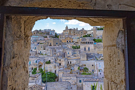Staden Matera från sassi Staden Matera från sassi