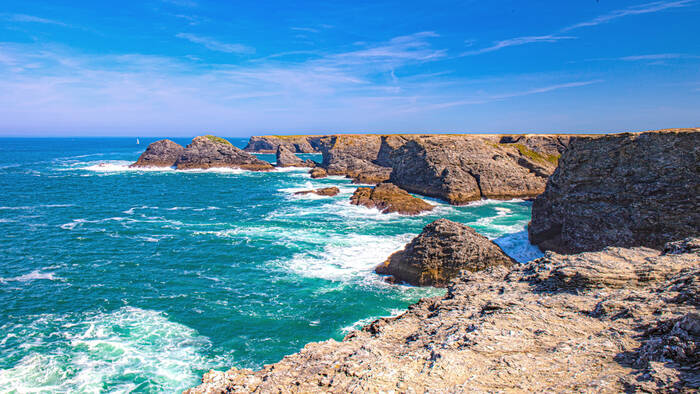 Wilde kustlijn naar Pointe des Poulains Belle Ile en Mer