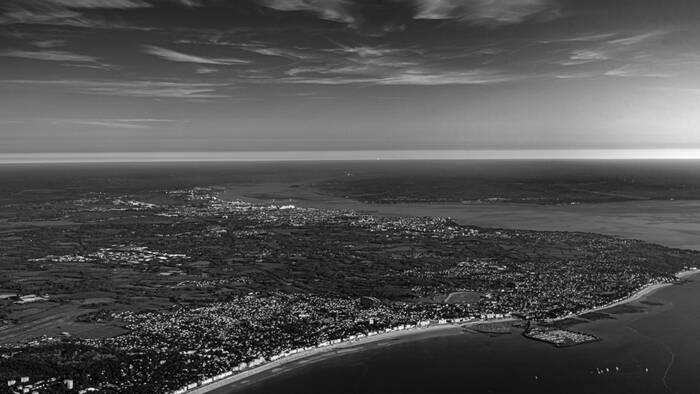 Het estuarium van de Loire vanaf de baai van La Baule