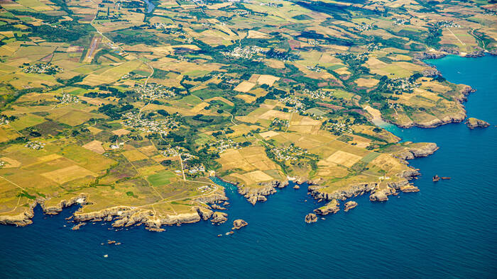Luchtfoto van de Port de Goulphar in Belle ile en Mer