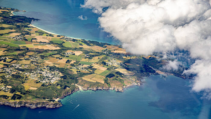 Port Blanc en Port Maria gezien vanuit de lucht bij belle ile en mer