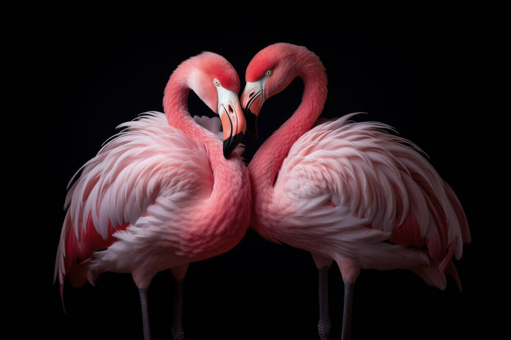Canevas Tapisserie Vintage Années 70 - Couple De Flamants Roses - Coton