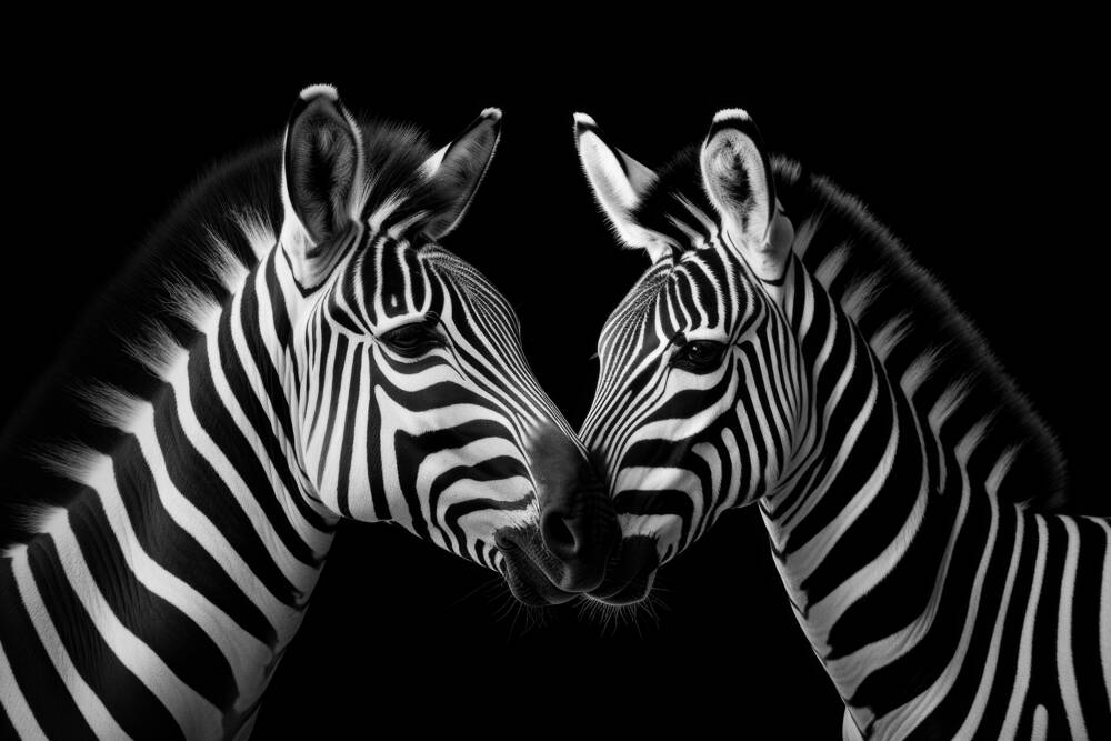 Duo de Zèbres en noir et blanc