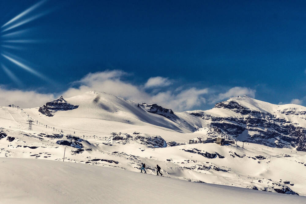 Crosscountry skiing in Zermatt Photographic print for sale