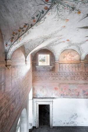 Abandoned palace with fresco