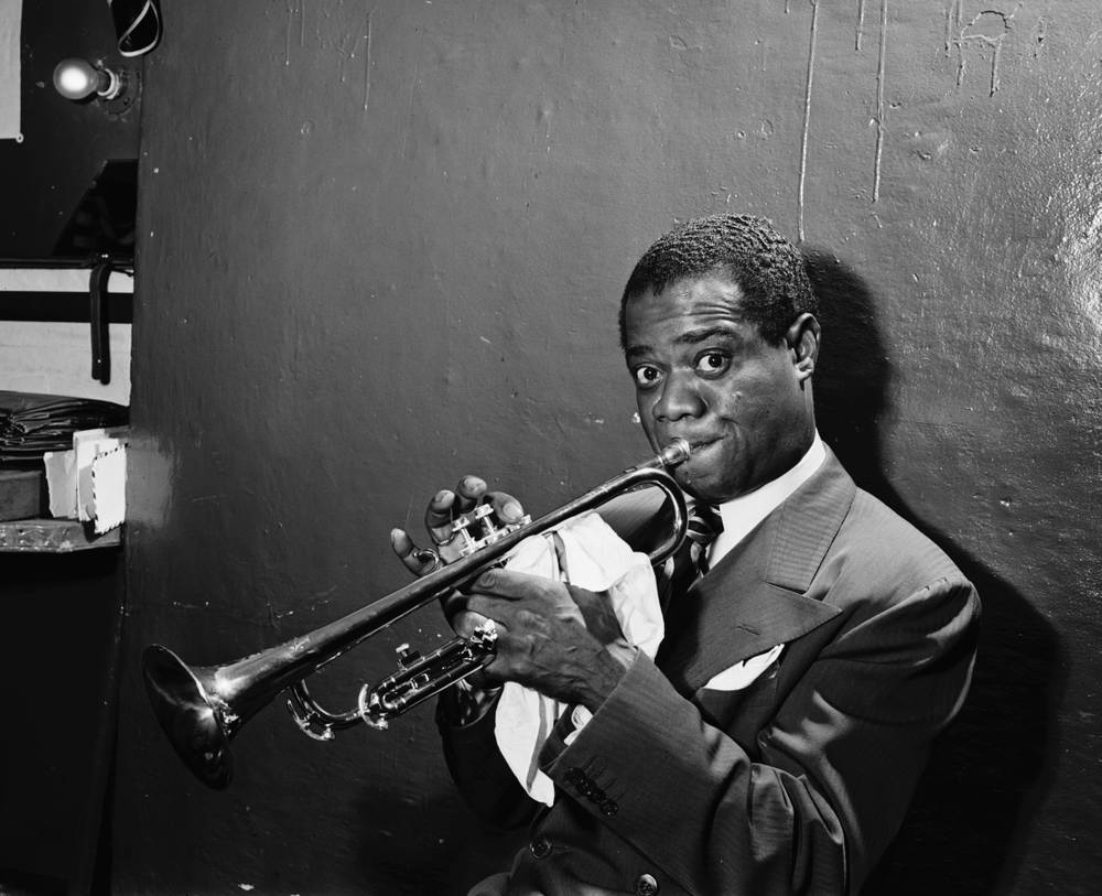 Portret van Louis Armstrong in 1946