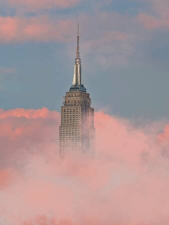Empire State Building in the clouds
