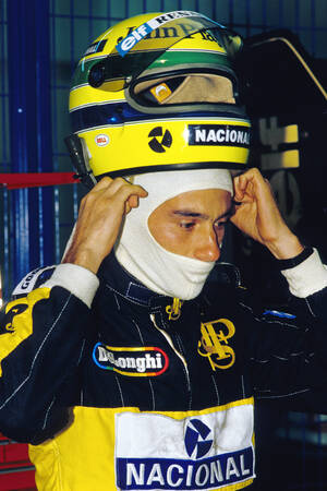 Ayrton Senna står Jerez 1986