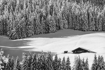 Chalés alpinos con nieve inmaculada Chalés alpinos con nieve inmaculada