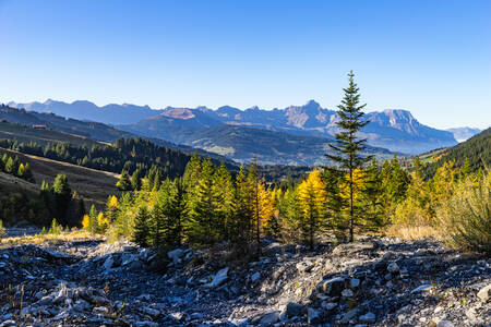 El macizo de Aravis desde las alturas de Megève El macizo de Aravis desde las alturas de Megève