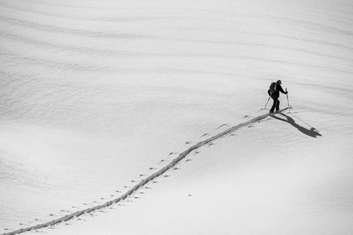 Touring skiers on the move Touring skiers on the move