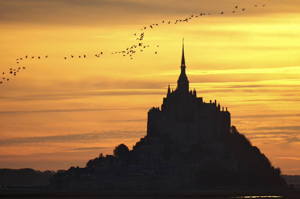 Silhuett av Mont Saint Michel