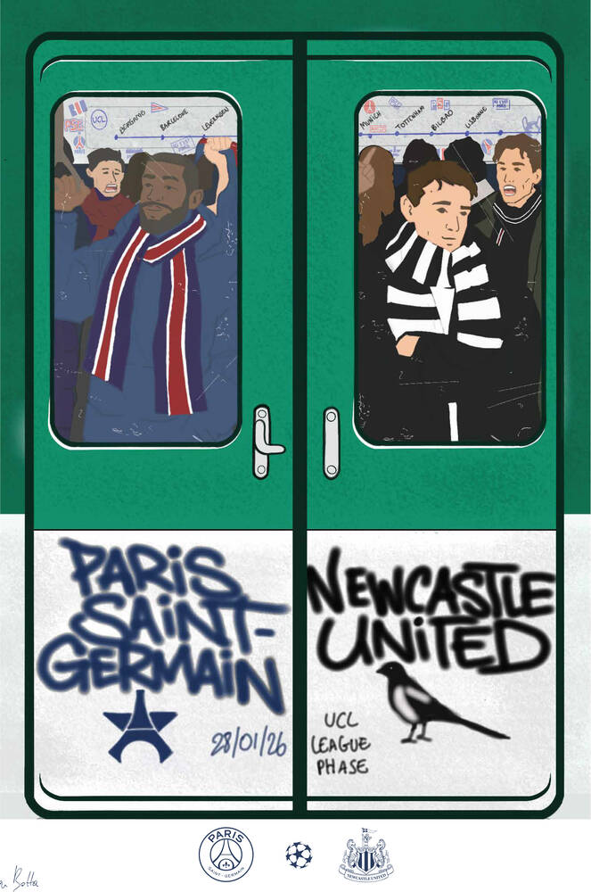 AFFICHE PARIS SAINT-GERMAIN - NEWCASTLE UNITED 25-26