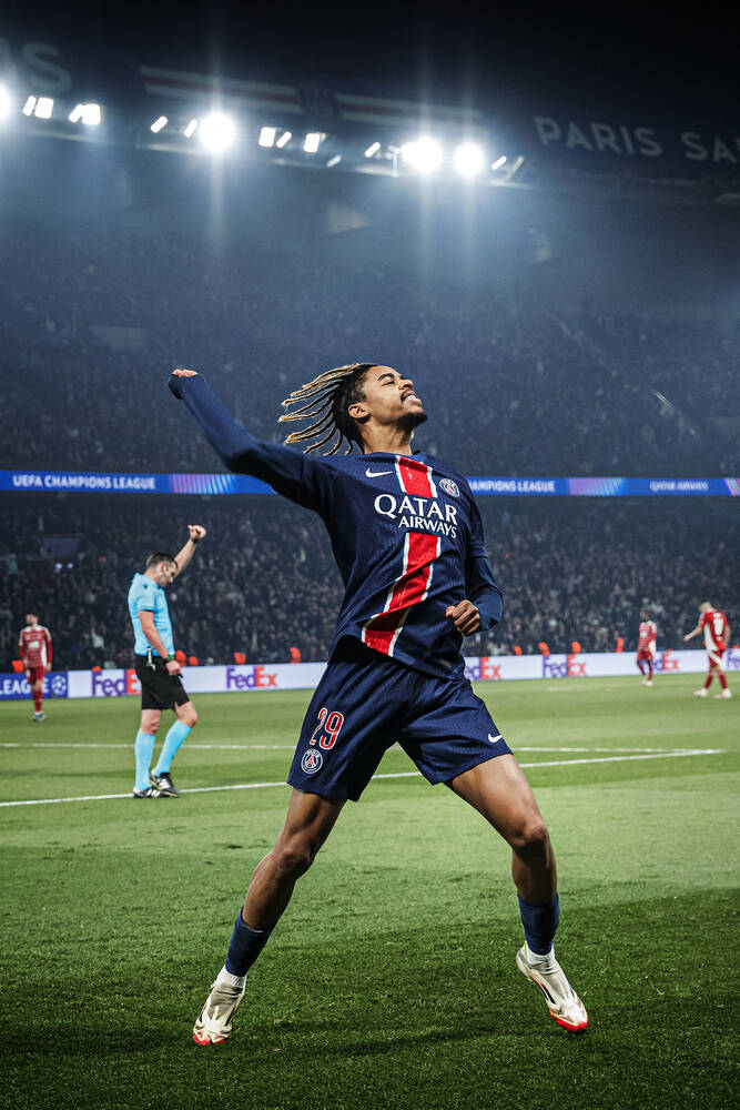 Bradley Barcola Celebrates Against Monaco Photographic Print For Sale Bradley Barcola Celebrates Against Monaco Photographic Print For Sale