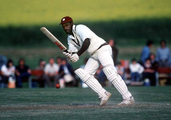 Viv Richards speelt voor West-Indië in 1987.