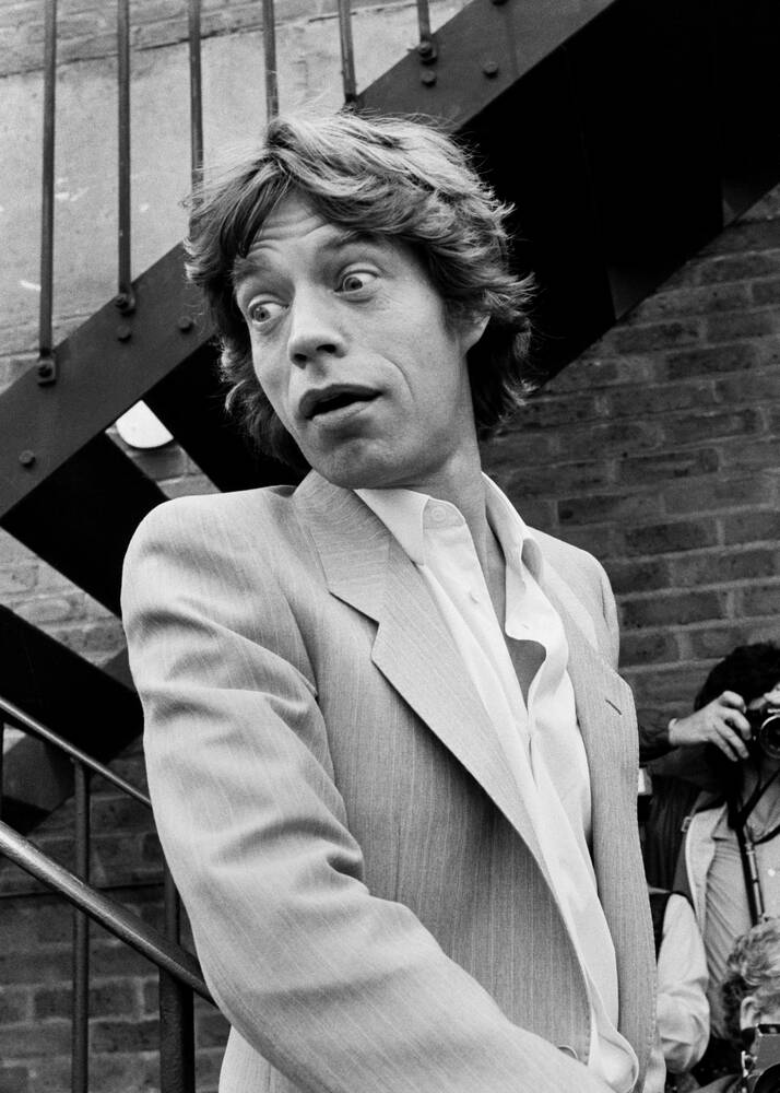 Mick Jagger kijkt verrast 1986