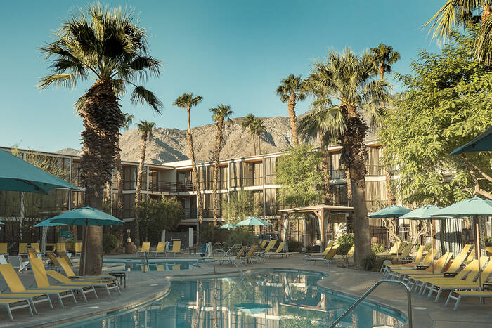 Modernistisch hotelgebouw in Palm Springs, Californië, VS. Modernistisch hotelgebouw in Palm Springs, Californië, VS.