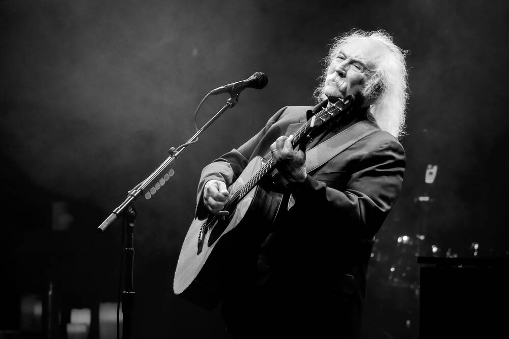 David Crosby du groupe Crosby Stills & Nash au Hammersmith Apollo de Londres en 2015