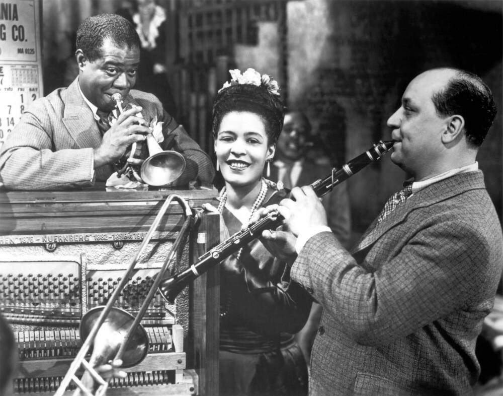 Louis Armstrong en Billie Holiday in de film "New Orleans".