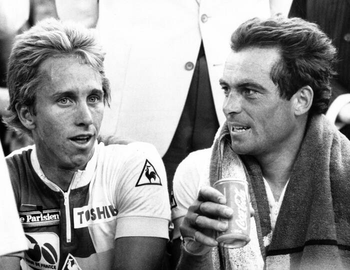 Greg Lemond uit de VS en Bernard Hinault uit Frankrijk