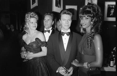 David Bowie Iman Melanie Griffith och Don Johnson i New Yor David Bowie Iman Melanie Griffith och Don Johnson i New Yor
