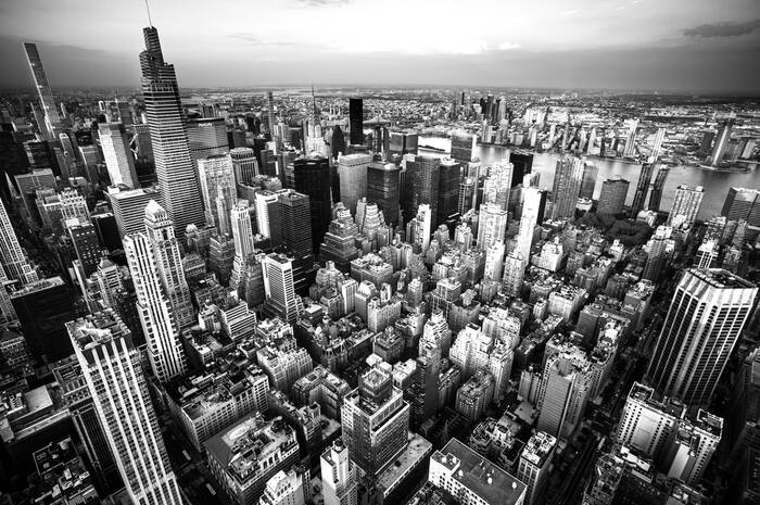 Manhattan New York Skyline overdag zwart-wit Manhattan New York Skyline overdag zwart-wit