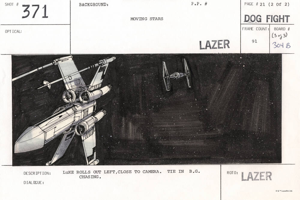 Star Wars Concept Art - TIE Fighter chasing X-wing