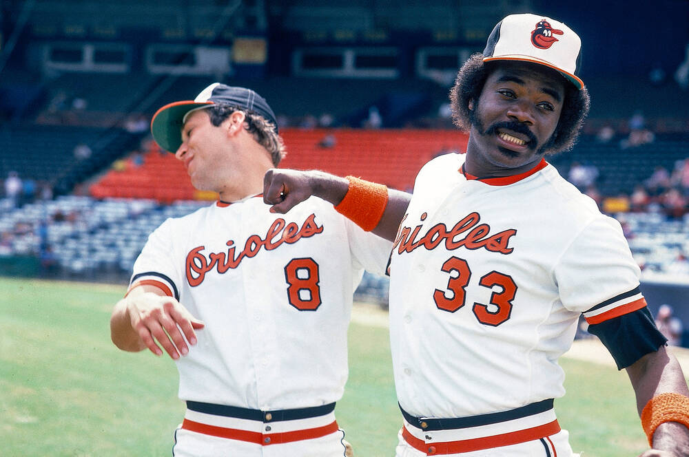 Eddie Murray and Cal Ripken Jr during 1984 spring training