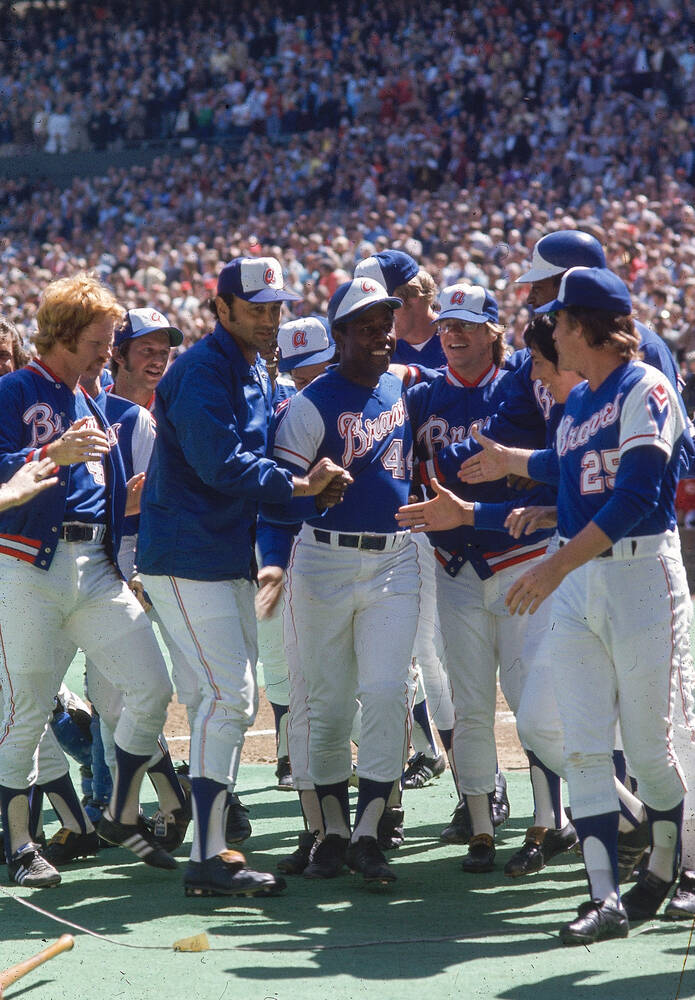 Hank Aaron ties Babe Ruth s home run record during game against Cincinnati Reds